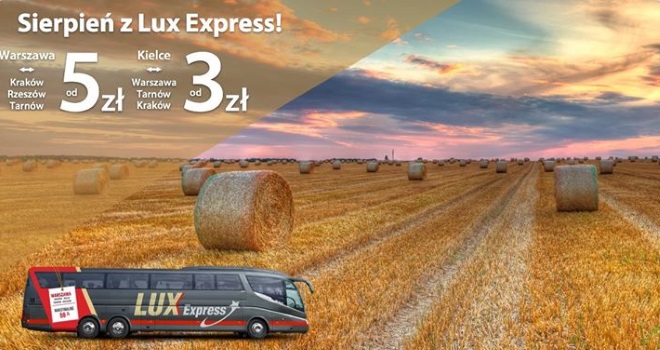 Tani sierpień z Lux Express